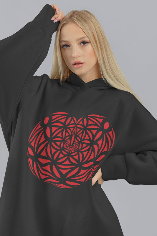 WOMENS ORGANIC HOODIE - HEART GEOMETRY