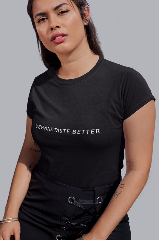 WOMENS ORGANIC TEE - VEGANS TASTE BETTER